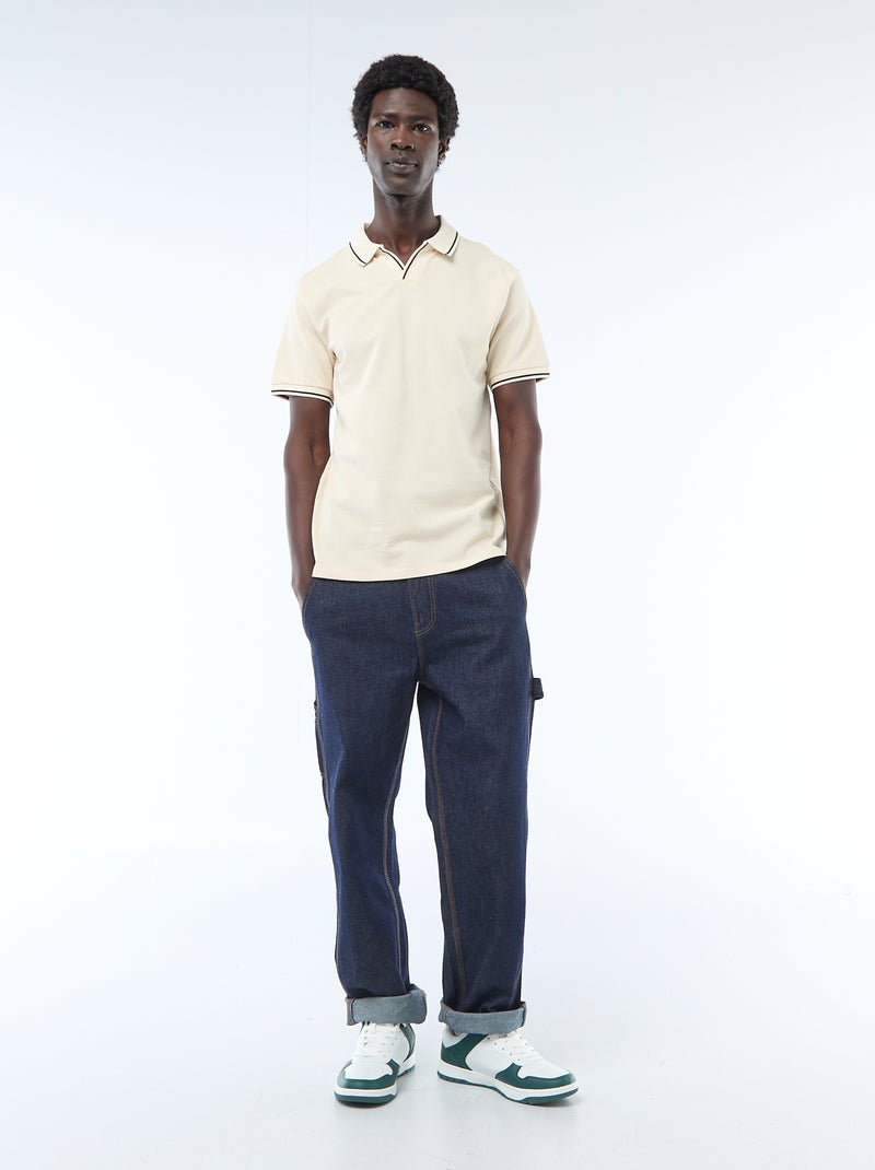 Polo en piqué de coton à manches courtes Blanc - Kiabi