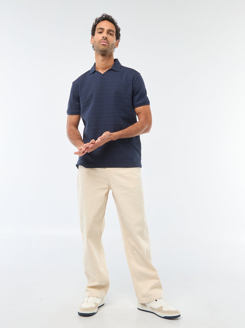 Polo en piqué de coton à manches courtes Bleu - Kiabi