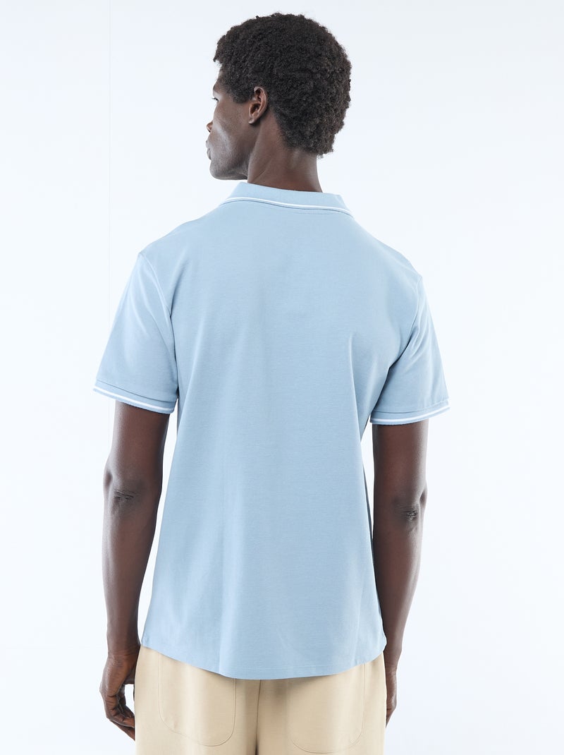 Polo en piqué de coton à manches courtes Bleu - Kiabi