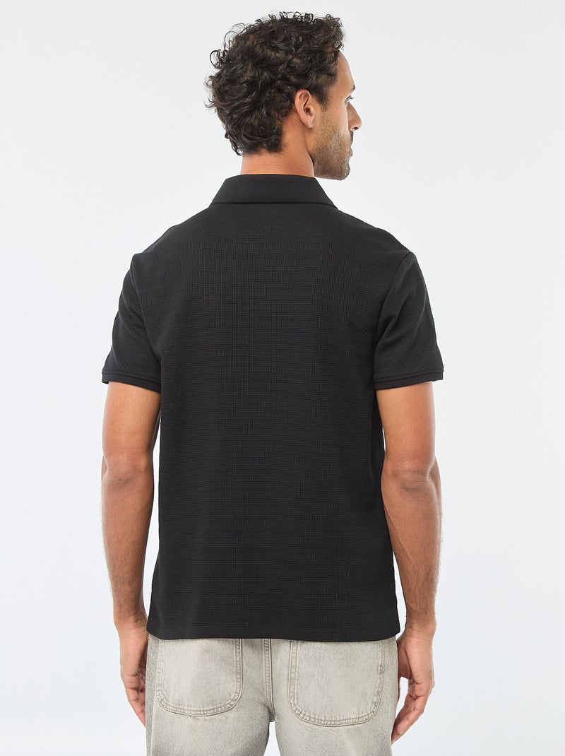 Polo en piqué de coton à manches courtes Noir - Kiabi