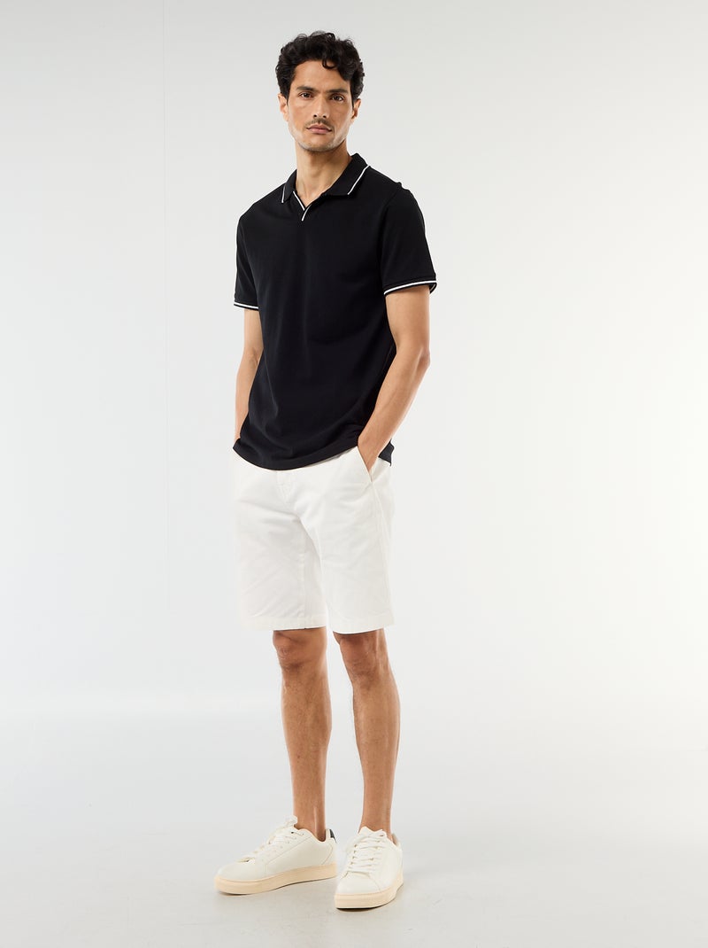 Polo en piqué de coton à manches courtes Noir - Kiabi