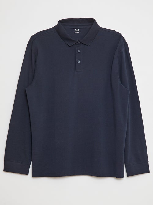 Polo en piqué de coton à manches longues - Kiabi