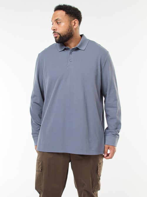 Polo en piqué de coton à manches longues - Kiabi