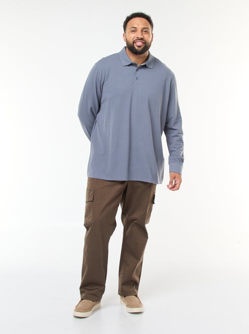 Polo en piqué de coton à manches longues - Kiabi