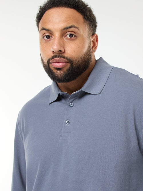 Polo en piqué de coton à manches longues - Kiabi