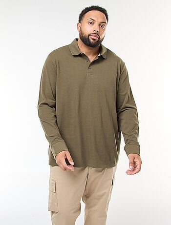 Polo en piqué de coton à manches longues