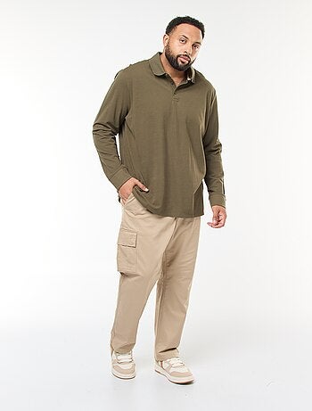 Polo en piqué de coton à manches longues