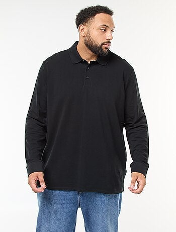 Polo en piqué de coton à manches longues