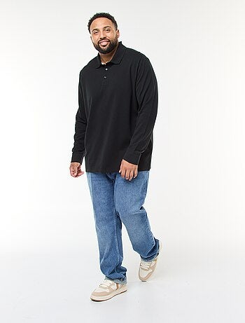 Polo en piqué de coton à manches longues