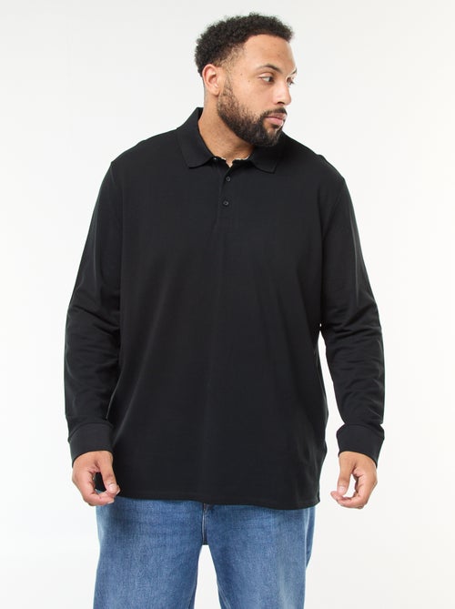 Polo en piqué de coton à manches longues - Kiabi