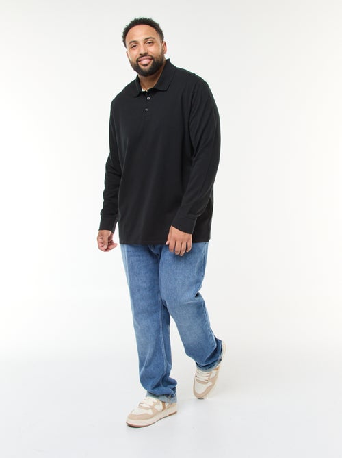 Polo en piqué de coton à manches longues - Kiabi