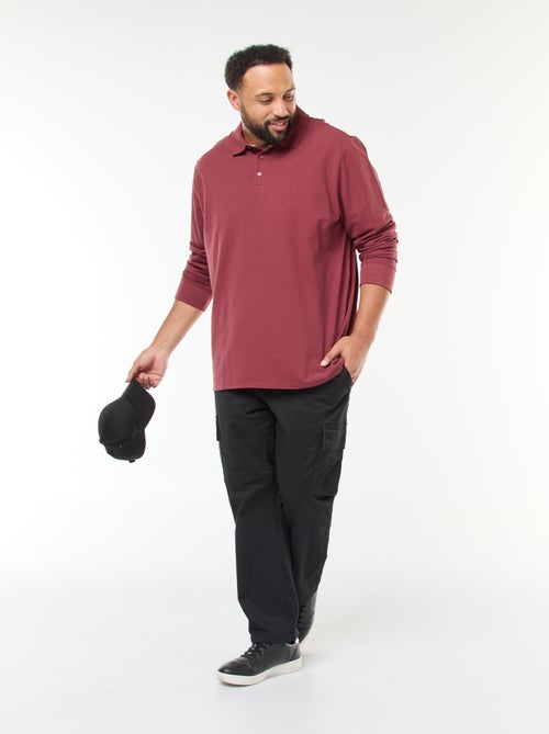 Polo en piqué de coton à manches longues - Kiabi