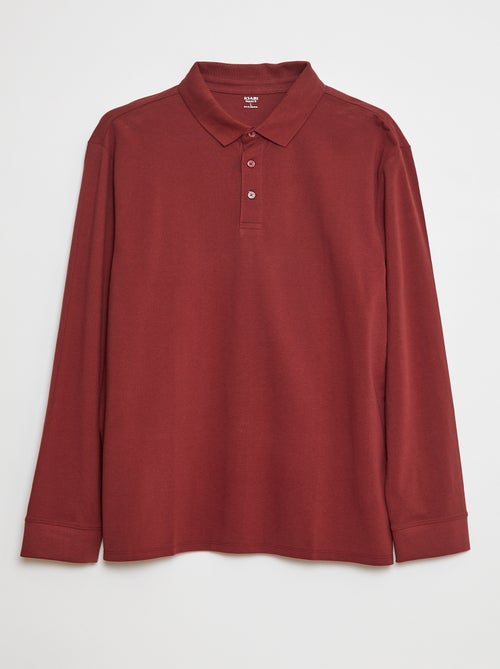 Polo en piqué de coton à manches longues - Kiabi