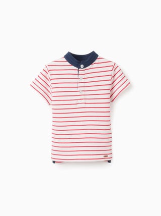 Polo en Piqué de Coton à Rayures