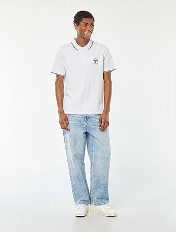 Polo en piqué de coton avec broderie à la poitrine