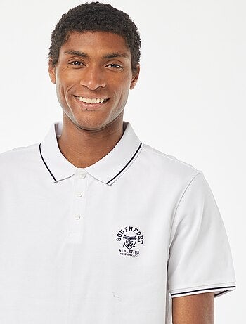 Polo en piqué de coton avec broderie à la poitrine