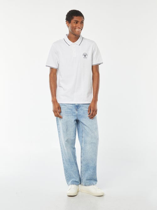 Polo en piqué de coton avec broderie à la poitrine - Kiabi