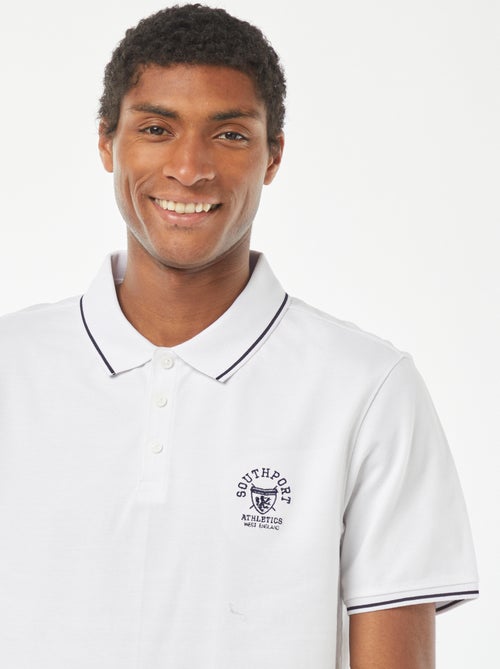 Polo en piqué de coton avec broderie à la poitrine - Kiabi