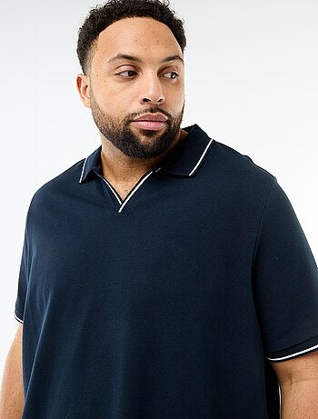Polo en piqué de coton avec col polo sans boutons