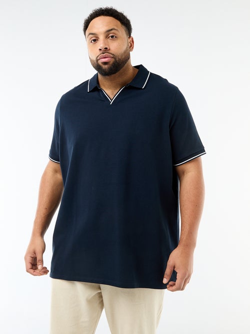 Polo en piqué de coton avec col polo sans boutons - Kiabi