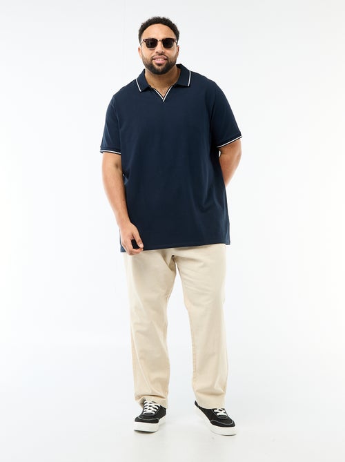 Polo en piqué de coton avec col polo sans boutons - Kiabi