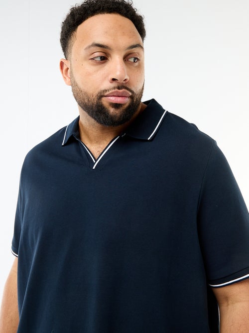 Polo en piqué de coton avec col polo sans boutons - Kiabi