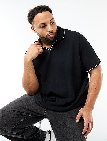 Polo en piqué de coton avec col polo sans boutons