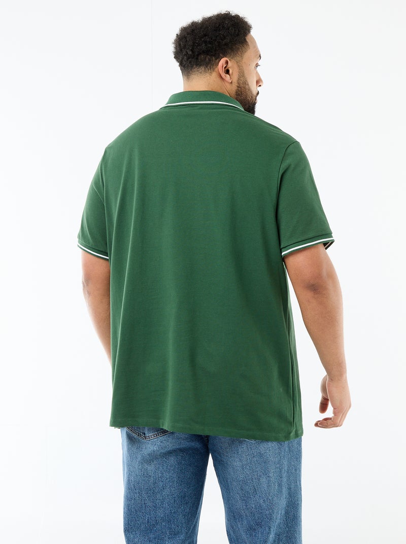 Polo en piqué de coton avec col polo sans boutons Vert - Kiabi