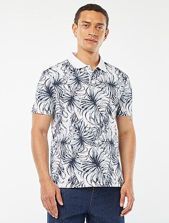 Polo en piqué de coton avec imprimé