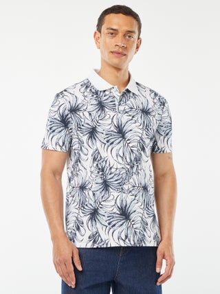 Polo en piqué de coton avec imprimé