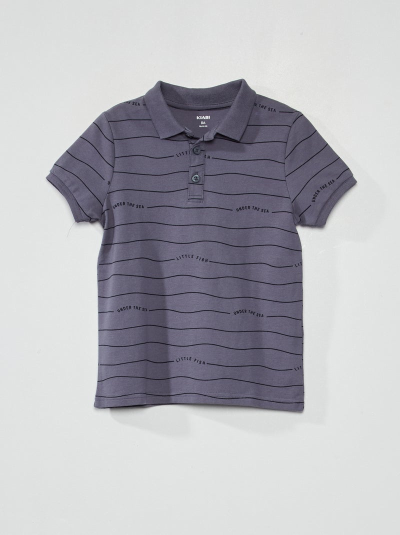 Polo en piqué de coton avec imprimé Bleu - Kiabi