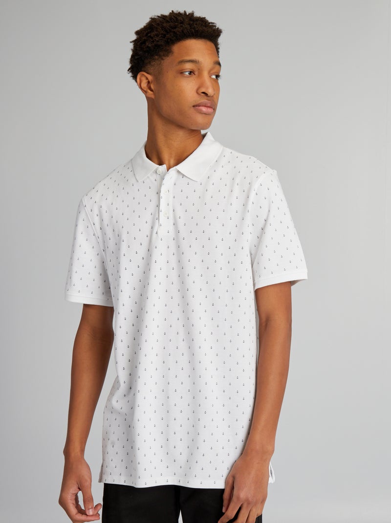 Polo en piqué de coton avec imprimé + d'1m90 Blanc - Kiabi