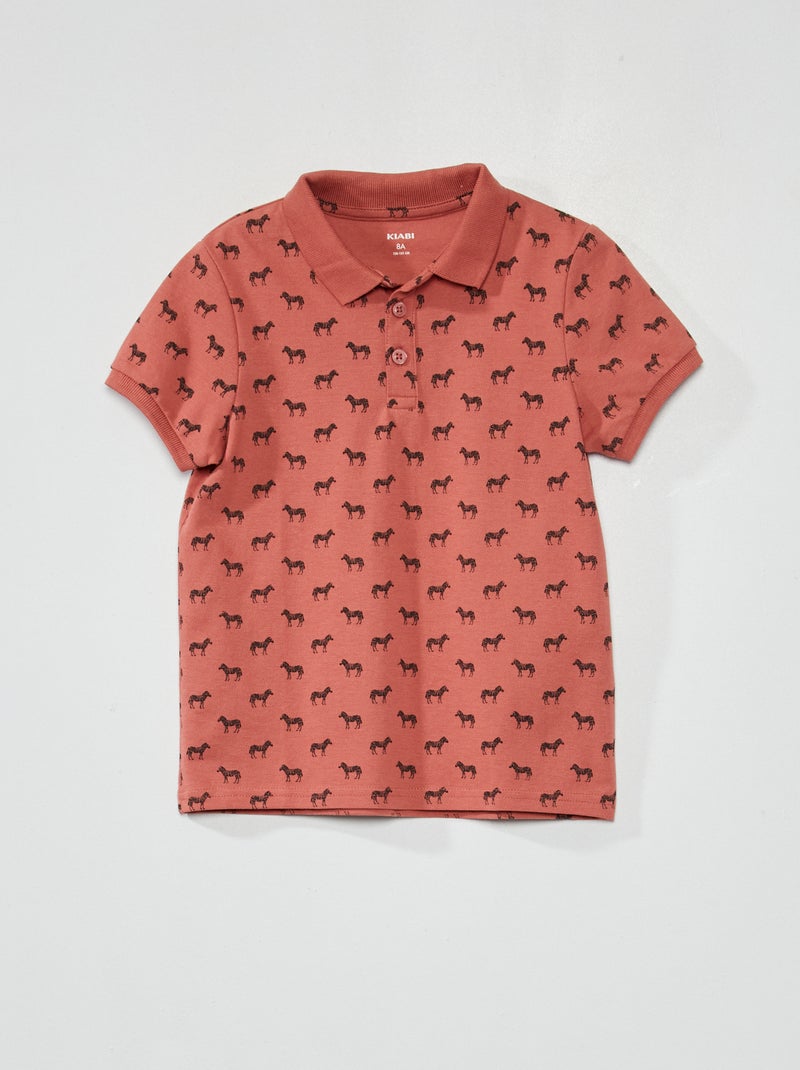 Polo en piqué de coton avec imprimé Rouge clair - Kiabi