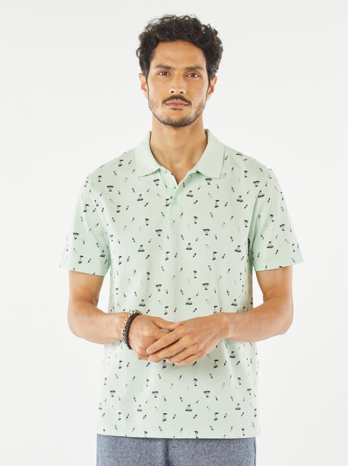 Polo en piqué de coton avec imprimé - Kiabi