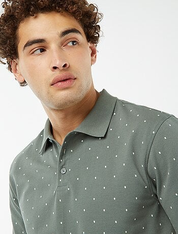 Polo en piqué de coton avec imprimé