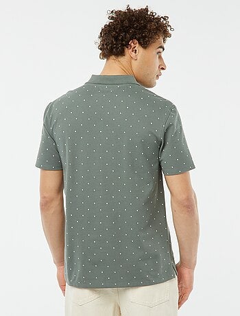 Polo en piqué de coton avec imprimé
