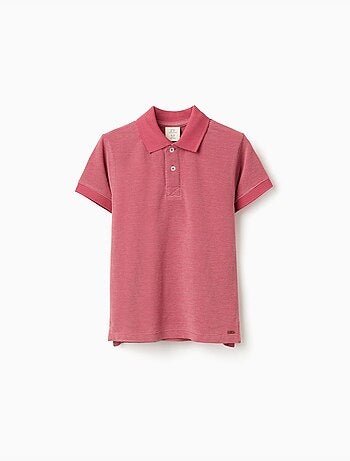 Polo en piqué de coton avec pois en jacquard