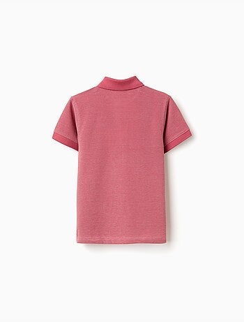 Polo en piqué de coton avec pois en jacquard
