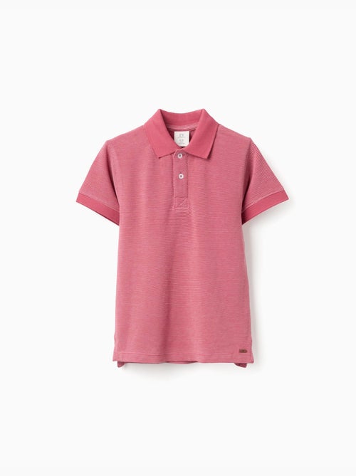 Polo en piqué de coton avec pois en jacquard - Kiabi