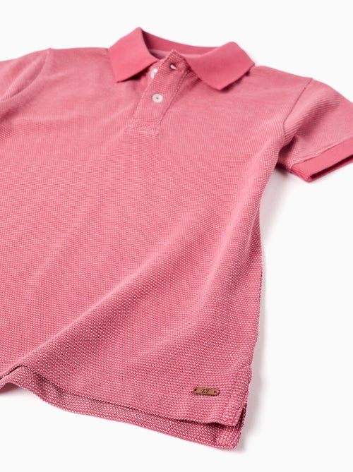 Polo en piqué de coton avec pois en jacquard - Kiabi