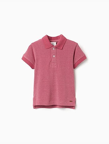 Polo en piqué de coton avec pois en jacquard
