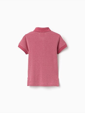 Polo en piqué de coton avec pois en jacquard