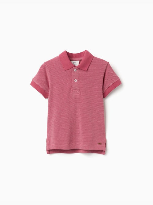 Polo en piqué de coton avec pois en jacquard - Kiabi