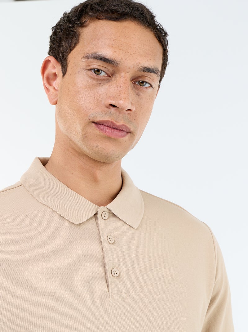 Polo en piqué de coton Beige - Kiabi