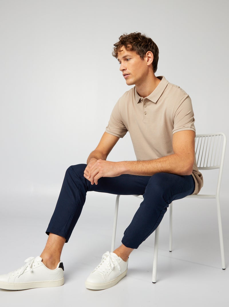 Polo en piqué de coton Beige - Kiabi