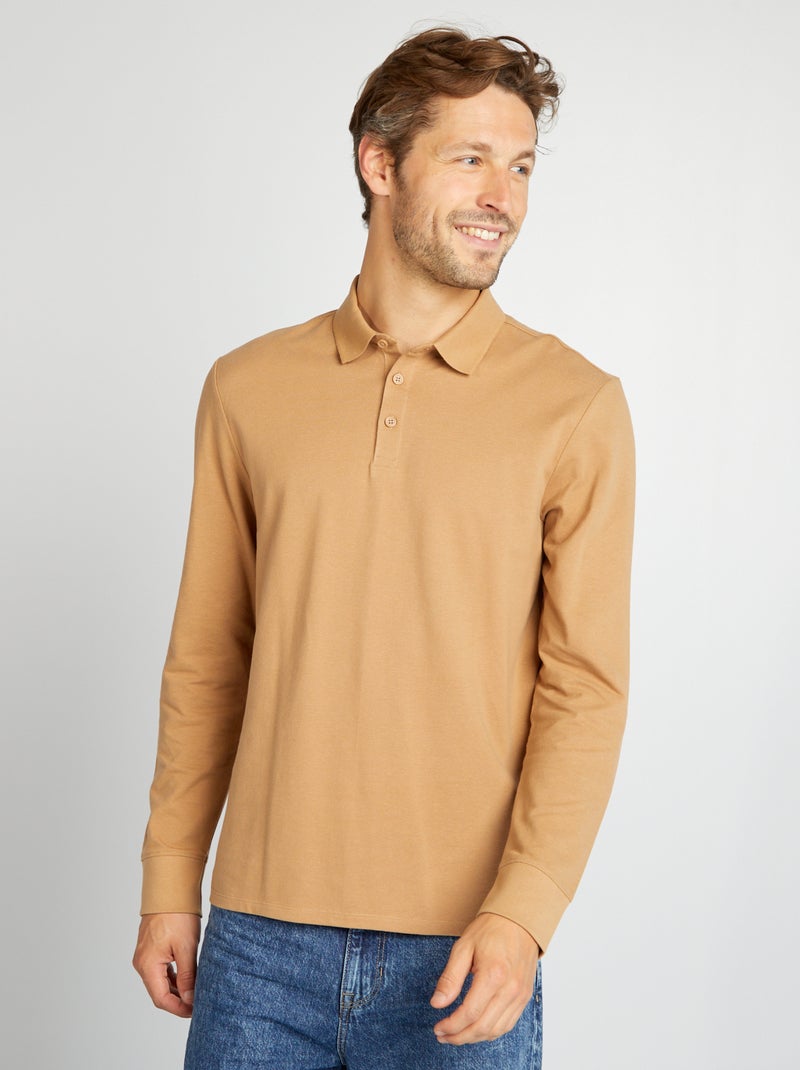 Polo en piqué de coton Beige - Kiabi