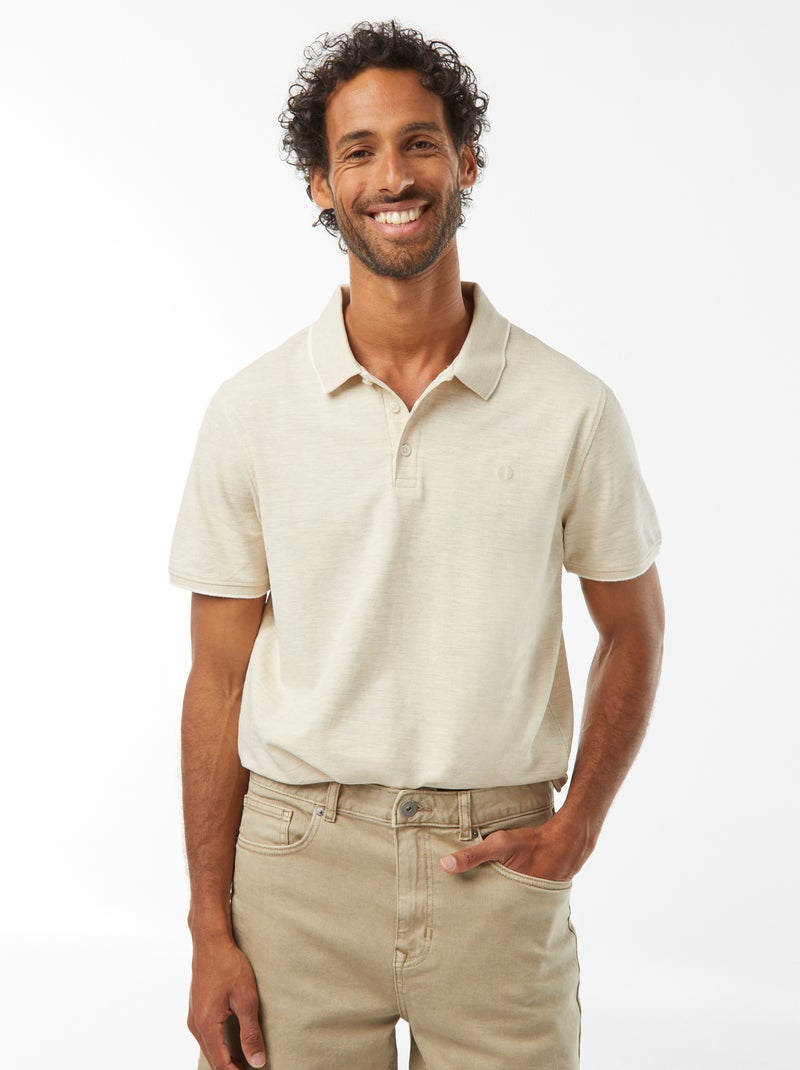 Polo en piqué  de coton Beige - Kiabi