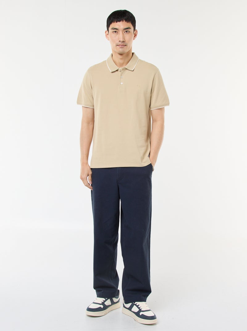 Polo en piqué  de coton Beige - Kiabi