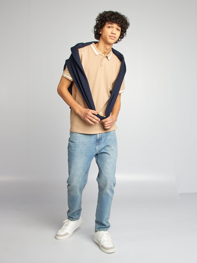 Polo en piqué de coton Beige - Kiabi
