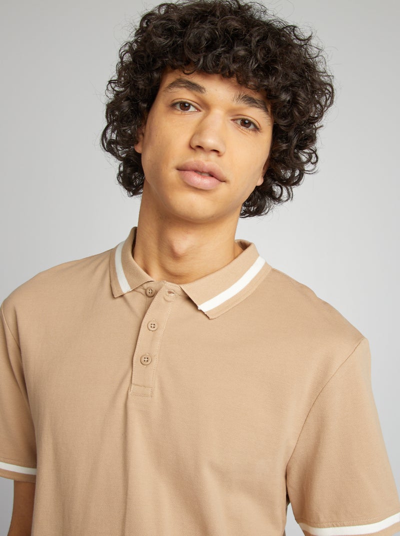 Polo en piqué de coton Beige - Kiabi
